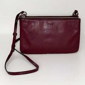 Coach Lyla Park Leather Crossbody Purse Double Gusset Burgundy Red #F51682